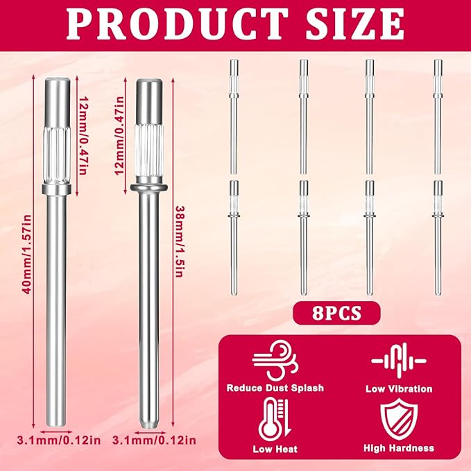 8 PCS Mandrel Bits for Small Sanding Bands, 3.1 Mm Mini Mandrel Nail Drill Bit, Small Sanding Bands Nail Drill Bits for Electric Drills File Machine Manicure Accessory