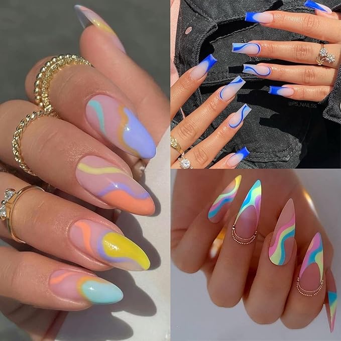 Nail Stamping Plates French Wavy Striped Tip Leaf Nail Stamp Templates Stainless Polish Gel Template Nail Design Stencil Tools （1 Pcs）