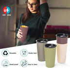Greentainer 4 Pack Plastic Travel Coffee Mug Set, 20 oz Spill Proof Drinking - Image 3