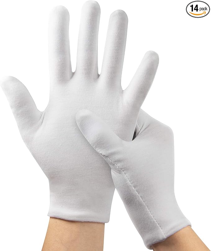 15Pairs (30Pcs) White Gloves for Men and Women, Washable SPA Moisturizing Cotton Gloves for Dry Hands Eczema Work Inspection Service Performance