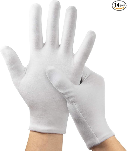 15Pairs (30Pcs) White Gloves for Men and Women, Washable SPA Moisturizing Cotton Gloves for Dry Hands Eczema Work Inspection Service Performance