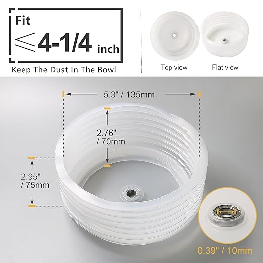 125mm Hole Saw Dust Bowl, Rubber Scalable Dust Cover Collector for Ceiling Cutting Work and Other Drilling Works