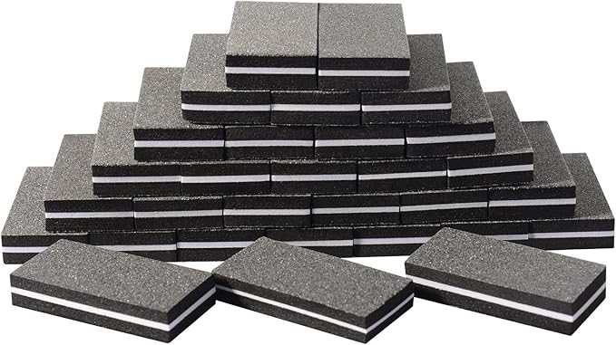 Diesisa Buffer Block Nail File, 100/180 Grit Sponge Nail Buffers for Acrylic Nails, Mini Buffing Block Double Sided for Manicure Tools 30 Count - Black
