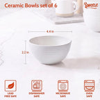 Sweese 10 Oz Ceramic Bowls Set of 6, Small Stackable Bowls - Image 2