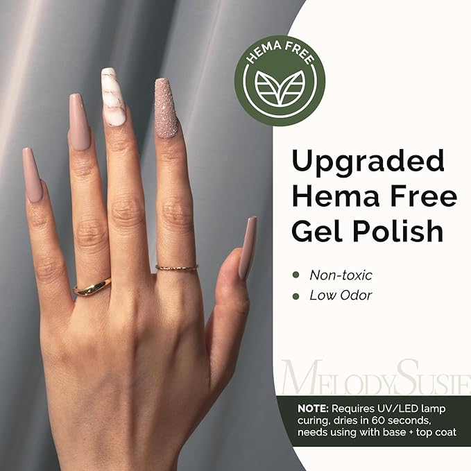 MelodySusie Hema Free Gel Nail Polish, 0.5 Fl Oz Thick Neutral Nude Gel Polish, Non Toxic, Long Lasting, Soak Off UV Nail Polish, Manicure Nail Design Salon DIY Nail Art at Home 431