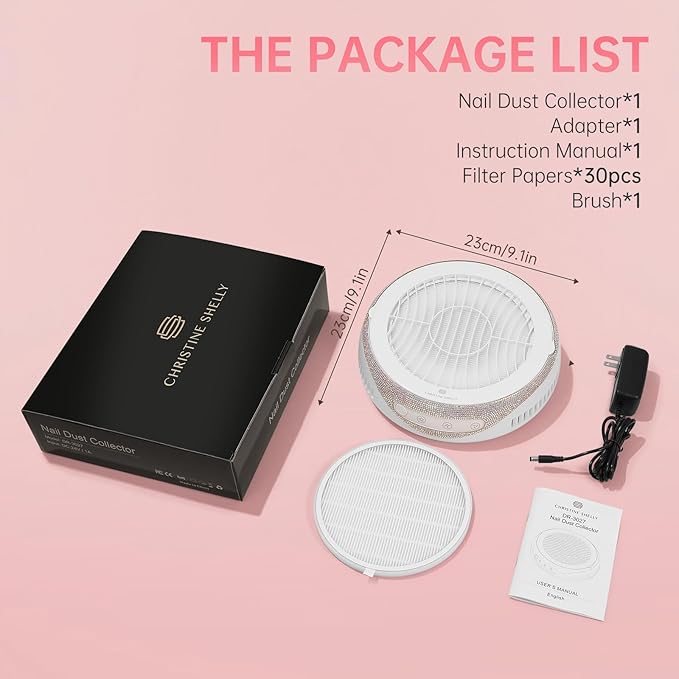 Nail Dust Collector, Cordless Dust Collector Nail Tech, Powerful Vacuum Fan Vent Dust Collector Extractor Dust Suction Machine for Acrylic Nails Polishing, Nail Salon&Home