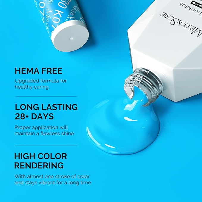 MelodySusie Hema Free Gel Nail Polish, 0.5 Fl Oz Thick Sky Blue Gel Polish, Non-Toxic, Long Lasting, Soak Off UV Nail Polish, Manicure Nail Design Salon DIY Nail Art at Home K0730