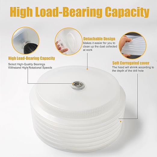 125mm Hole Saw Dust Bowl, Rubber Scalable Dust Cover Collector for Ceiling Cutting Work and Other Drilling Works