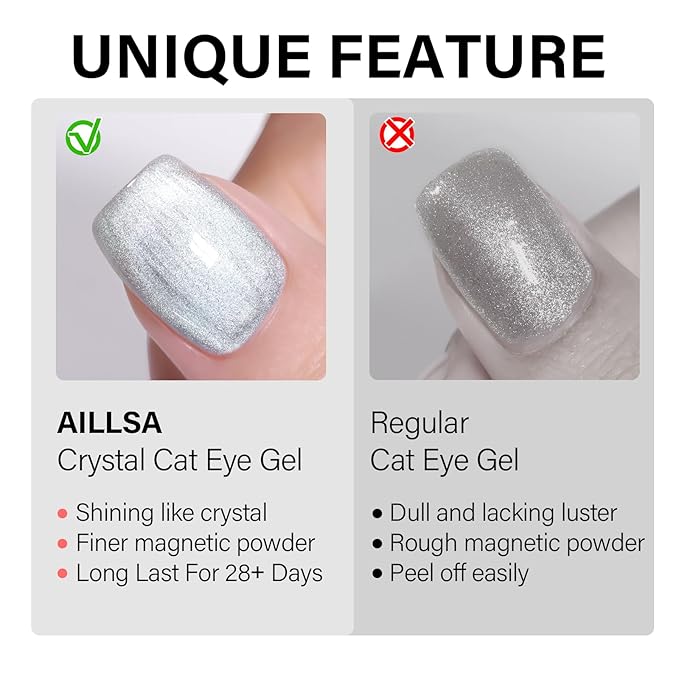 AILLSA Glass Cat Eye Gel Nail Polish, 15ml Pink Glitter Jelly Sheer Gel Polish, Translucent Magnetic Shimmer Sparkle Nail Art U V Salon 0.5 OZ GF36