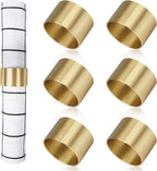 Solid Brass Napkin Rings Set of 6 Natural Brass Color Ring Retro Style Dining - Image 7