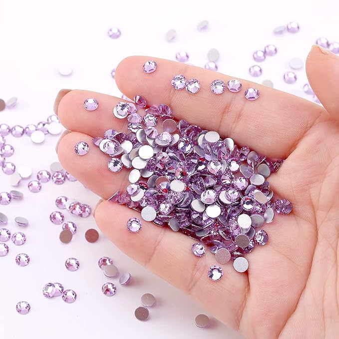 Novani Rhinestones 3000Pcs Flatback Crystal Round Loose Gemstones Glass Rhinestones for Crafts Makeup Nail Art Clothes Shoes DIY Decorations(SS10, 2.7-2.9mm,Lavender)