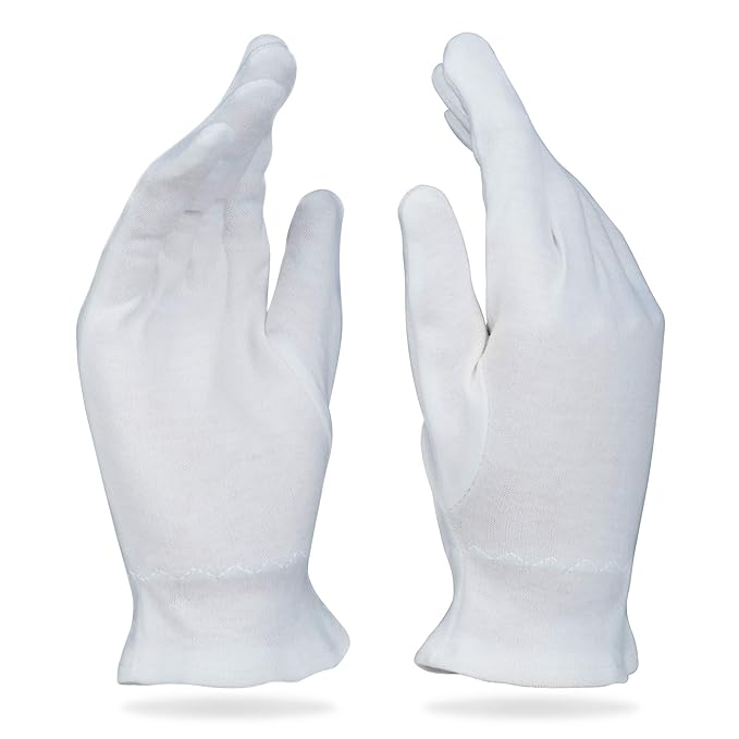 Care Wear White Cotton Gloves for Dry Hands - Overnight Eczema Moisturizing Lotion Treatment - 20 XL Jersey Glove Liners