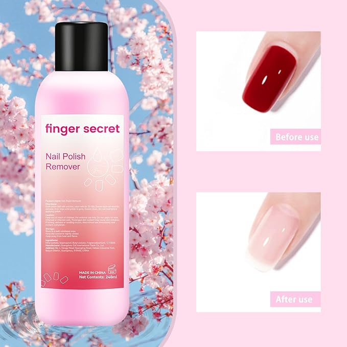Nail Polish Remover, finger secret Nail Remover Polish 240ml,Gel Nail Remover Polish,Professional Gel Polish Remover for Nails Quickly & Easily & Effectively Remove Gel Polish