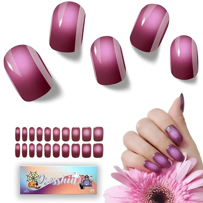 Semi Cured Gel Nail Strips, 20 pcs Nail Wraps, Glaze Stickers, Salon Quality French Manicure, Decal Gel Polish Strips, Long Lasting SCG, UV Lamp Required (Berry Blush)