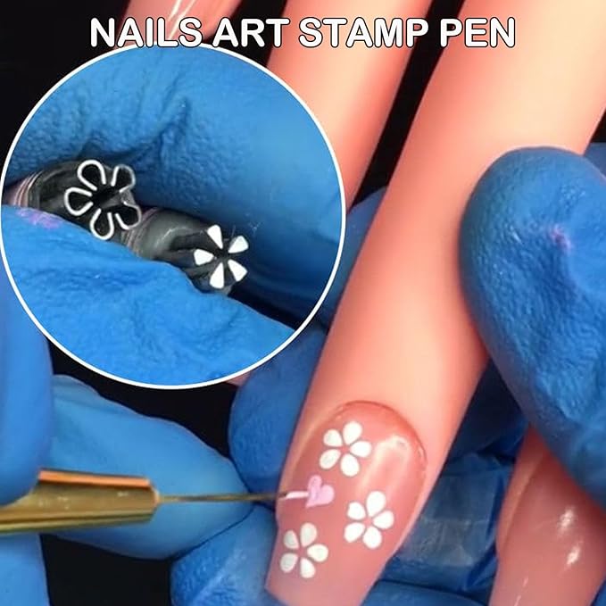 Nail Art Stamp Pen Set, Nail Art Stamp Stamps Pen –DIY Nail Art Tools, Butterfly & Rose Patterns Nail Stamping Tools for Creative DIY Home Manicures (10pcs)