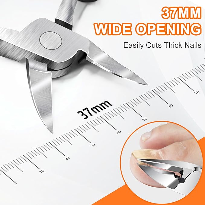 Toenail Clippers for Thick Nails for Seniors, Angled Head Ergonomic Nail Clippers for Men with Catcher, Wide Jaw Opening Heavy Duty Large Toe Nail Clippers for Thick Ingrown Nails