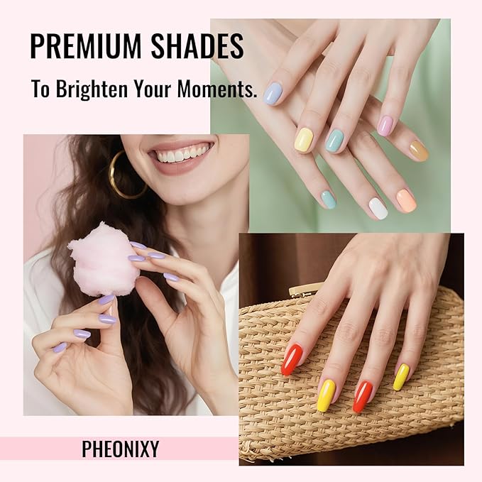 phoenixy Gel Nail Polish Kit with U V Light 64 Pcs Gel Nail Set 45 All Seasons Colors Nail Polish Set Base & 4 Effects Top Coat Manicure Tools Complete Nail Kit Gifts for Women Girls