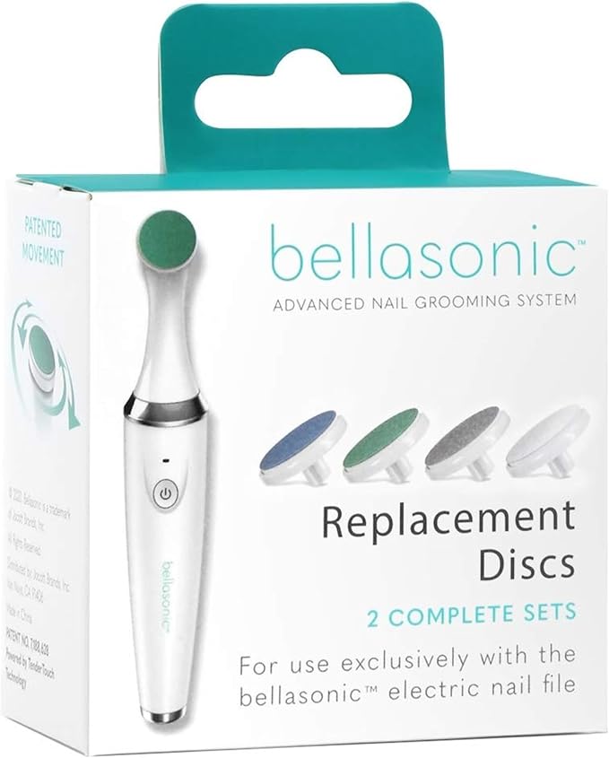 Replacement Discs for Bellasonic 4-in-1 Rechargeable Electric Nail File Set with Unique Oscillating Head – Shape, Smooth, Buff & Shine Nails | Remove Cuticles & Calluses (2 Sets)