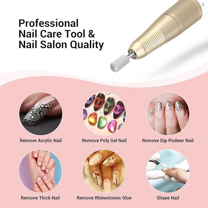 MelodySusie Safety Nail Drill Bits, 3/32'' Smooth Round Top Large Barrel Carbide Bits, Suitable for Manicure Pedicure Cuticle Gel Polishing, Beginners Bits, Silver, Series Bit-S, Coarse