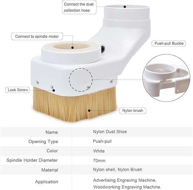 Daedalus NL330 CNC Dust Shoe, 70mm, White