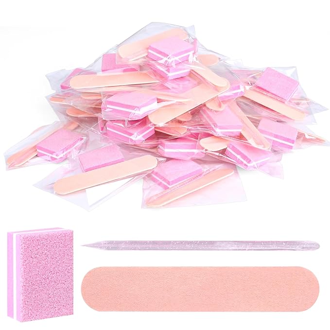 32 Sets Disposable Manicure Kit, Individually Package Nail Kit,Manicure Set with Mini Nail File,Mini Nail Buffer,Nail Stick for Salon Home