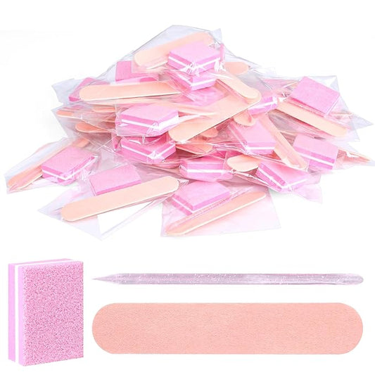 32 Sets Disposable Manicure Kit, Individually Package Nail Kit,Manicure Set with Mini Nail File,Mini Nail Buffer,Nail Stick for Salon Home