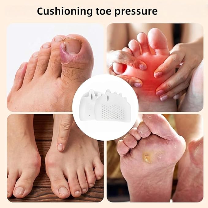 Silicone Toe Separator, Women's Toe Spacer, 2025 New Silicone Toe Spacer, Toe Separator for Overlapping Toes Foot Corrector, Toe Separator for Women and Men(White)