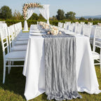 8 Pack Grey Cheesecloth Table Runner 120 Inch Boho Wedding Decor | Cheesecloth - Image 8