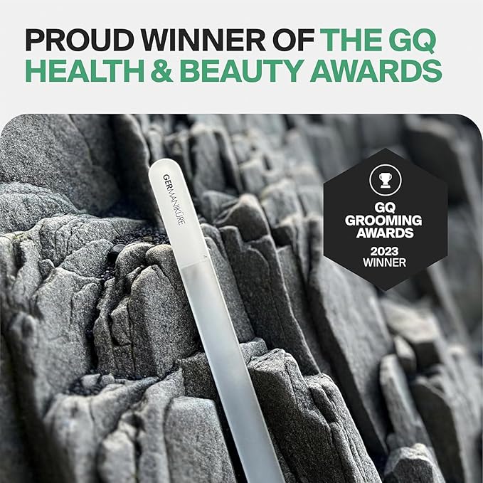 GERMANIKURE Glass Nail File in Cork Sleeve - Love Yourself First - Professional Crystal Nail File for Natural Nails - Ideal Manicure & Pedicure Tool for Smooth, Easy Shaping - Nail Care Gift