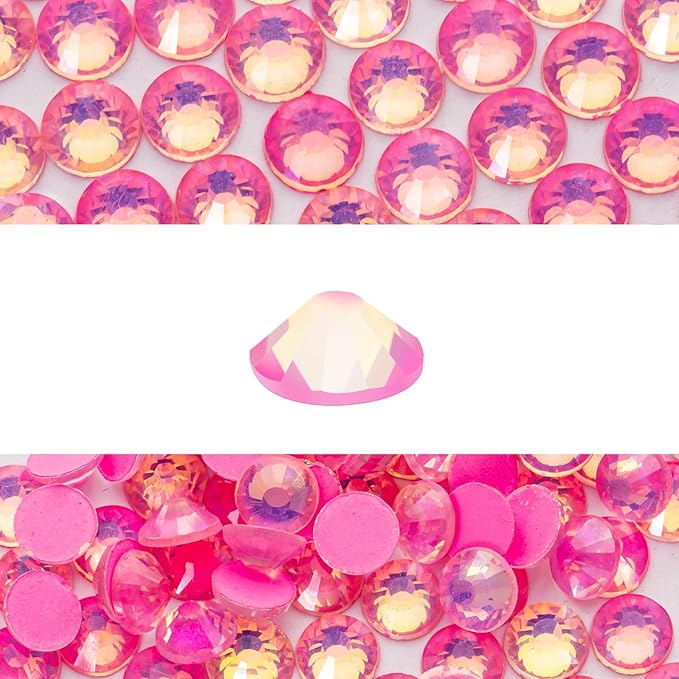 Novani 576 Pieces Flatback Rhinestones Glass Round Gems F-Pink Crystals for Nail Art DIY Crafts Clothes Shoes,SS30,6.4-6.6mm