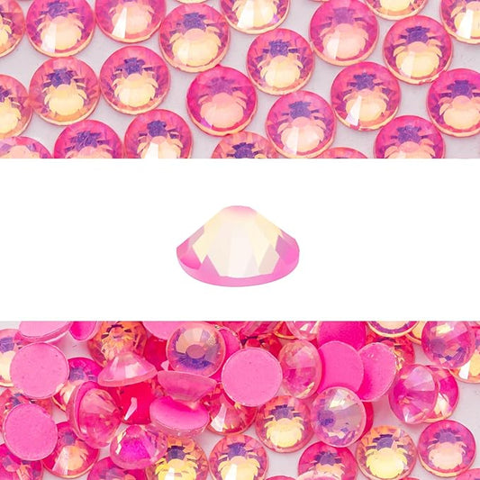 Novani 3000 Pieces Flatback Rhinestones Glass Round Gems F-Pink Crystals for Nail Art DIY Crafts Clothes Shoes,SS20,4.6-4.8mm