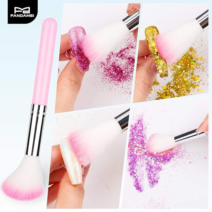 FANDAMEI Nail Art Brushes, 6PCS Nail Brushes for Nail Art, 1PCS Resin Nail Art Palette, 1PCS Nail Clean Up Brushes, 5PCS Dotting Pen Nail Design Tools Kit, Nail Polish Mixing Palette Nail Art Tools