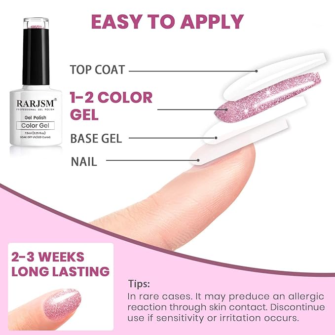 Diamond Gel Nail Polish,Reflective Glitter Gelpolish, Sparkly Shiny Gel Nail Art Varnish Manicure,U V L E D Curing Required Nailgel for Beginners DIY at Home RAR80