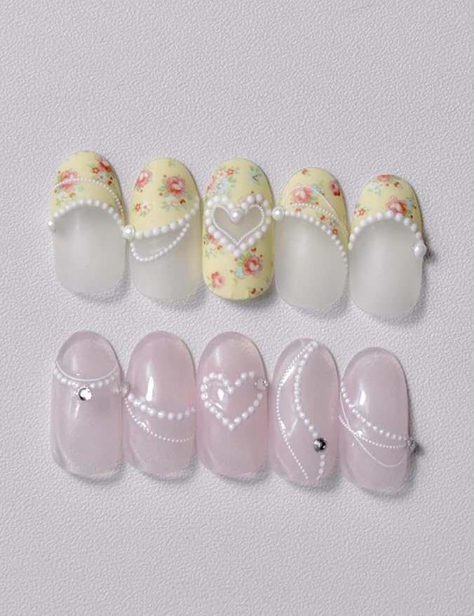 Rhinestones Pearls Nail Stickers 5D Embossed – Premium Salon-Quality Nail Charm Accessories, Easy Application & Self-Adhesive Pearl Chains for DIY Manicure, Nail Art, Press on, Home or Salon Use