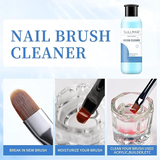 Nail Art Brush Cleaner & Restorer Quickly Clean Gel Nail Brushes Nail Brush Preserver for Any Nail Art Brush DIY Salon at Home 2.5fl.oz