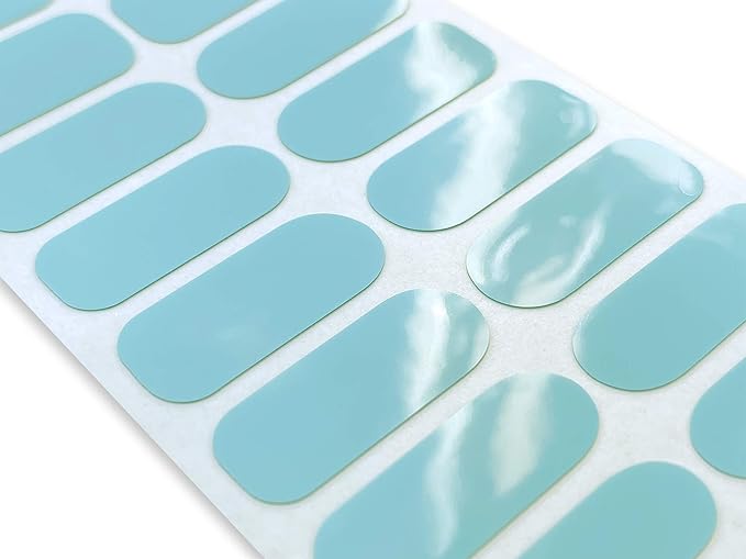 | 20 Exquisite Gel Nail Polish Strips w/Application Accessories - No UV/LED Lamp Required (Aqua Blue)