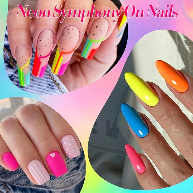 Born Pretty Neon Nail Polish Set, 15 Colors Halloween Nail Polish Quick Dry Nail Polish Kit Hot Pink Yellow Green Blue Nail Lacquer Glossy Nail Polish Manicure Set for DIY Nail Art Salon Home Gift