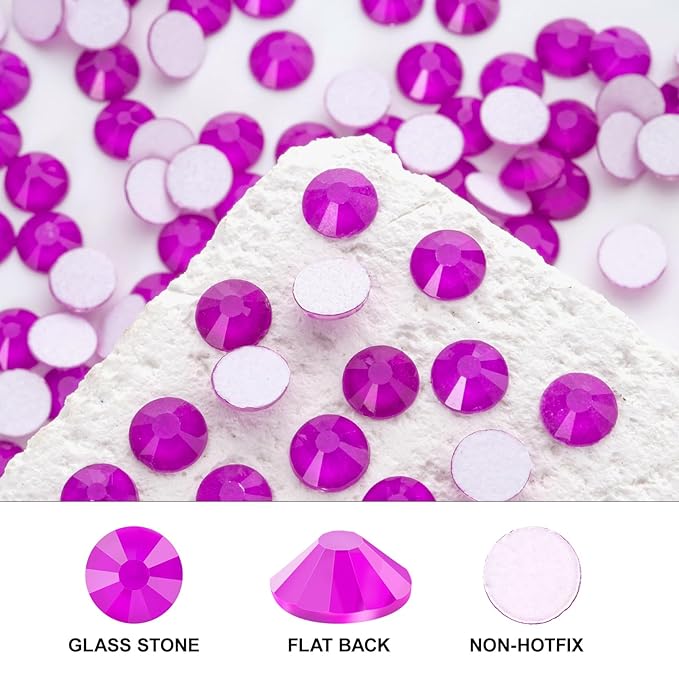 Novani 576 Pieces Flatback Rhinestones Glass Round Gems Neon-Purple Crystals for Nail Art DIY Crafts Clothes Shoes,SS30,6.4-6.6mm
