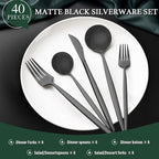 40-Piece Matte Black Silverware Set - Image 2