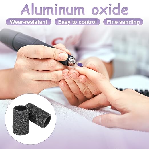 HARFINGTON 100pcs Small Sanding Bands 180 Grit for Nail Drill Bits Mini Sanding Band for Nails Gel Manicures Black