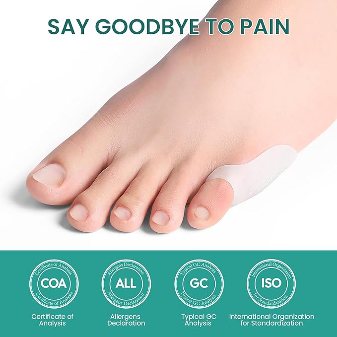 Welnove Tailor's Bunion Corrector Pads - 8 Pack Pinky Toe Protector, Bunion Corrector with Separator for Women Men, Gel Bunion Shield for Foot Pain Relief - FSA/HSA Eligible (Regular Pads)