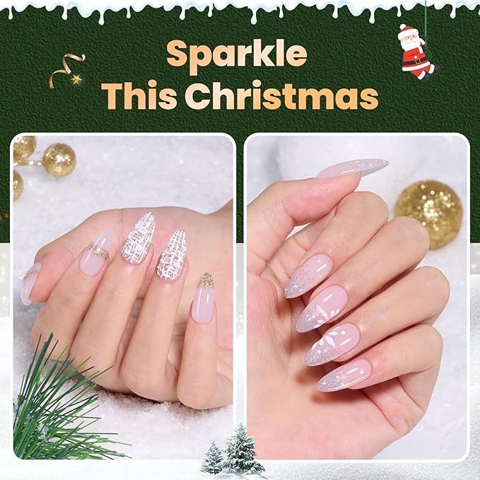 Beetles Hard Gel Kit-Christmas Limited 3 Colors 9 in 1 Nail Extension Sculpting Building Apex High Hardness for Salon Professionals Tech Use,Nude Pink Clear Builder Nail Gel,UV & LED Lamp Cured Needed