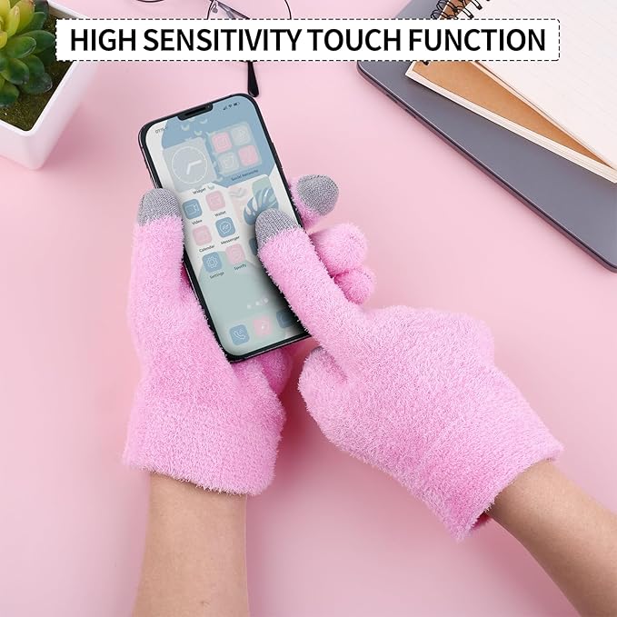 Moisturizing Gloves for Dry Hands Cotton Gloves for Eczema with Good Lining Touchscreen Fingertips Overnight Spa Gloves for Women & Men Reusable for Sleeping (Pink)