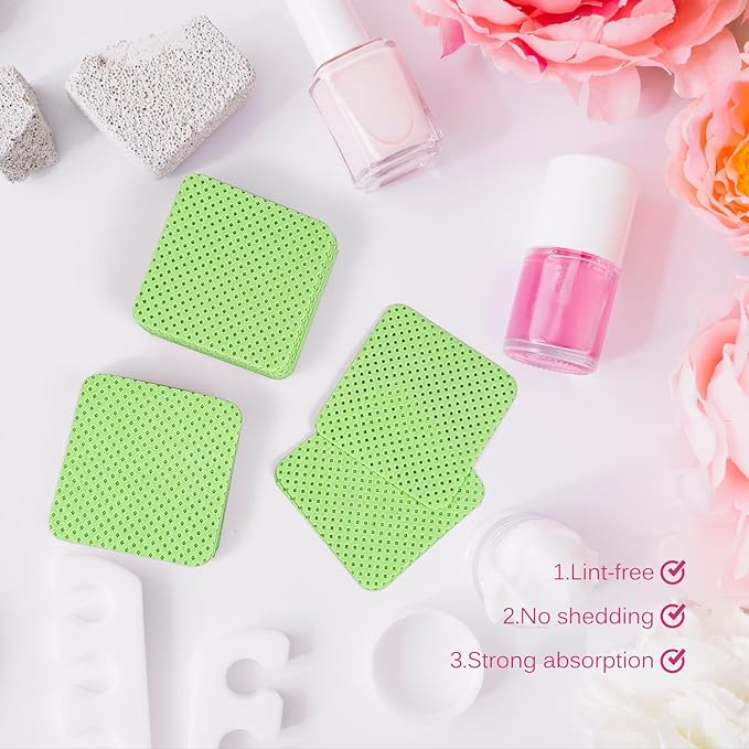 300 Pcs Lint Free Nail Wipes, Non-Woven Nail Polish Remover Pads Nail Polish Wipes for Nail Polish Removal Eyelash Extensions DIY Nail Art Supplies (Green)