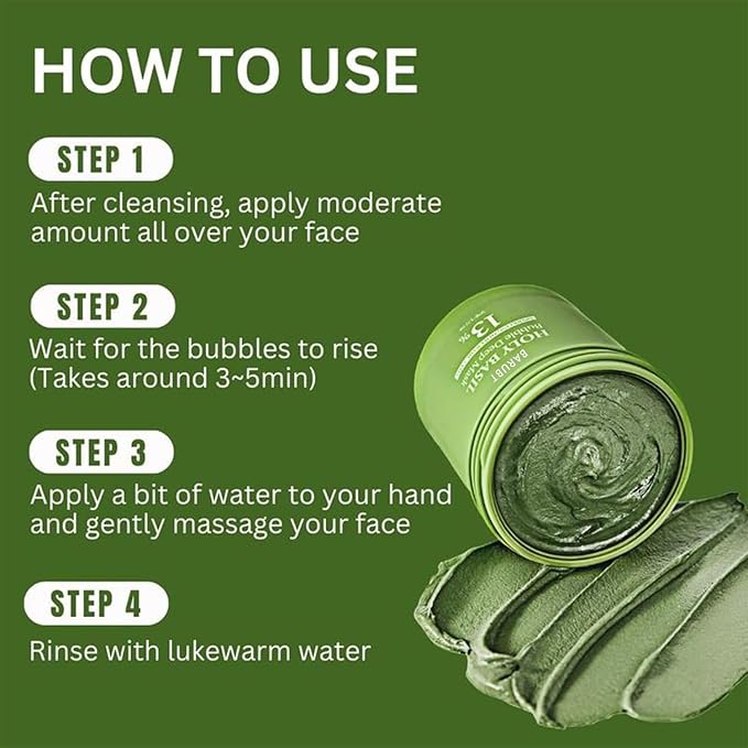 Holy Basil Bubble Deep Mask – Holy Basil & Carbonated Water for Cleansing Pores & Blackheads, Korean Clay to Bubble Wash-Off Pack (90g / 3.17 oz)