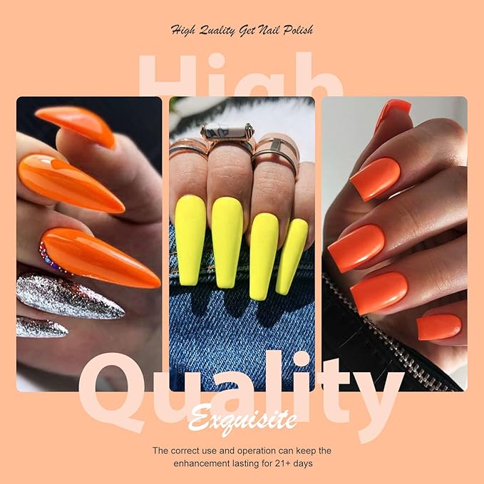 MEET ACROSS Gel Nail Polish Set 8 Fall Colors Yellow Orange Pumpkin Gel Nail Polish Kit Halloween Nails Soak Off Nail Art Manicure Home Gift for Women Girl