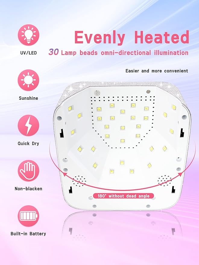 Hongfa Cordless Gel Nail Lamp, Rechargeable UV LED Nail Dryer for Gel Polish with LCD Display, Auto Sensor and 5 Timer Settings Professional Gel Curing Light for All Gel Nail Polish, Manicure Tools