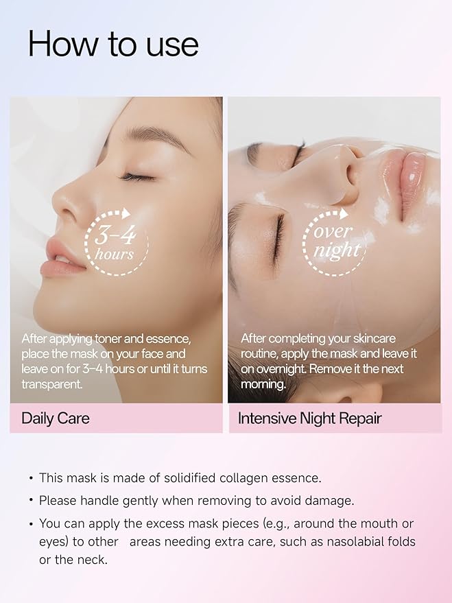 WNP 6D Bionic Collagen Bio‑Gel Mask Hydrating Overnight Real Deep with 5.1% Collagen, Niacinamide, Hyaluronic Acid, Firming, Anti‑Aging, Brightening for sensitive skin 28g x 4