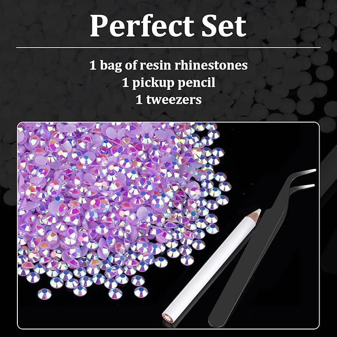 2000pcs 6mm Resin Rhinestones Bulk, Lavender Purple AB Flatback Round Jelly Rhinestones Bedazzling Non Hotfix Crystal Gems Large Quantity Wholesale for DIY Crafts Clothes Tumblers Face Makeup Manicure