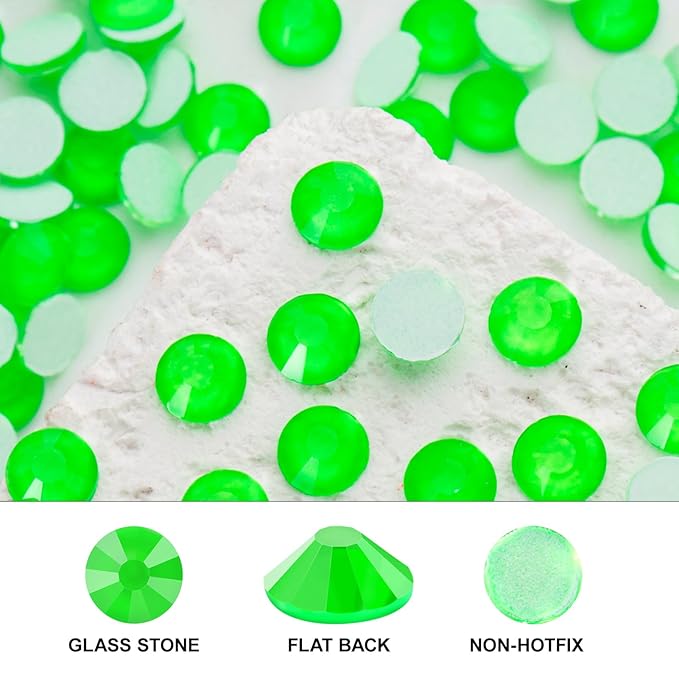 Novani 3000 Pieces Flatback Rhinestones Glass Round Gems Neon-Green Crystals for Nail Art DIY Crafts Clothes Shoes,SS10,2.7-2.9mm
